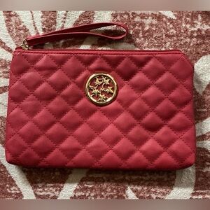 Elegant Red Quilted Clutch / Makeup Bag EUC